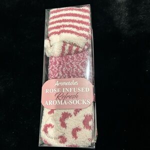 Aromasoles Rose Infused Cozy Aroma-Socks - 3 Pair Gift Set - New in Box